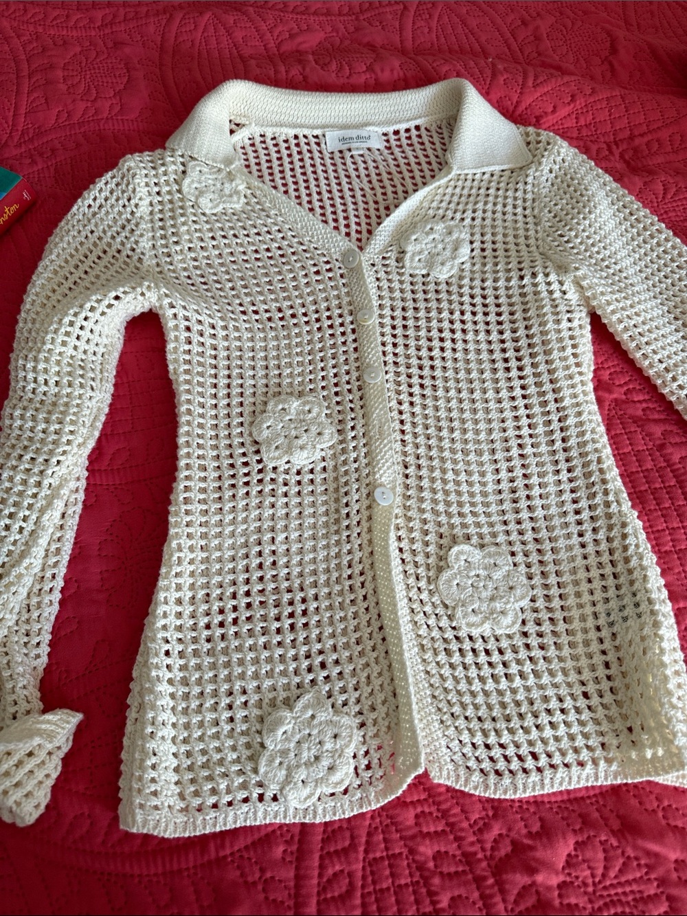 Idem ditto LA Cream Crochet Open-Knit Anthropology Sweater - Women small Cotton